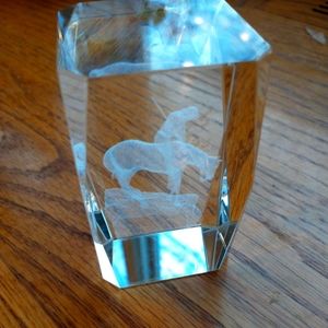 Bull fighter 3d laser etched glass paperweight